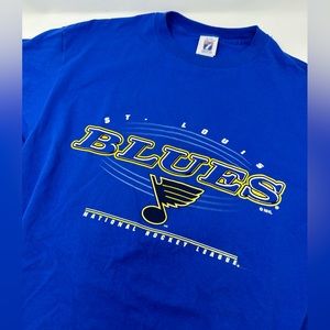 Rare Vintage Logo 7 St. Louis Blues NHL Hockey 1993 Single Stitch T Shirt Blue